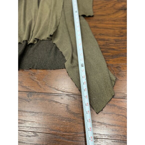 Cut Loose M Green Hooded Cardigan Jacket Drape Front Boho Longline Asymmetrical - Picture 12 of 16